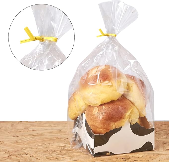 Tangyinrd 500 Pcs 5" Yellow Paper Twist Ties, for Party Cello Candy Bread Coffee Bags Cake Pops