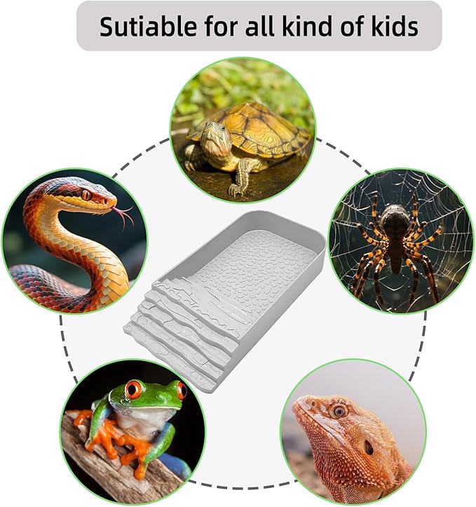 3 PCS Reptile Water Dish, Leaf Reptile Water Bowl, Amphibians Habitat Yellow Tortoise Water Dish with Climbing Ramp for Turtle, Gecko, Snake, Bearded Dragon, Lizard