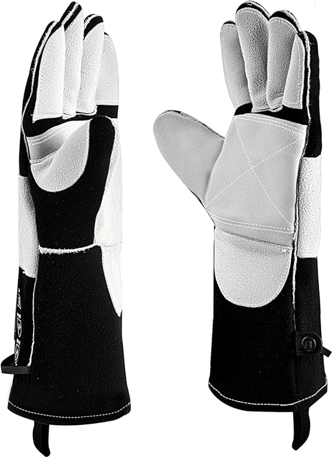 JKSafety Welding Gloves for Men,932°F Heat Resistant Gloves Mitts for Welders,Stick,Tig,Mig,Forge,Oven,Fireplace,Furnace