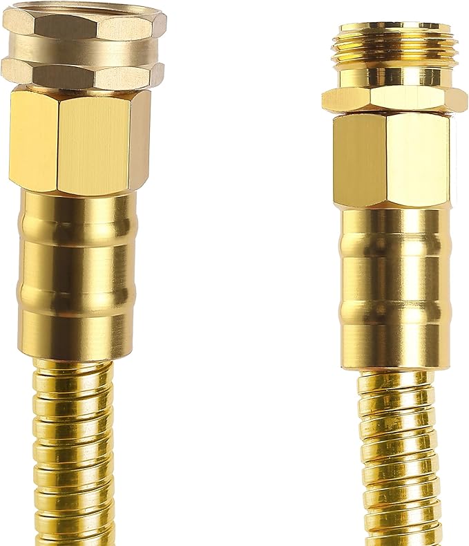 UNCO- Stainless Steel Metal Hose, 5 Feet - Gold, No Kink, Short Garden Hose