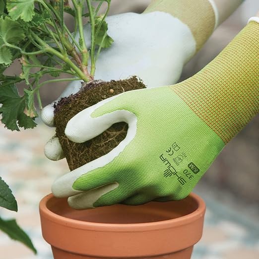 SHOWA Atlas 370 Nitrile Palm Coated General Purpose Work Gloves with Nylon Liner, Green, Small (1 Pair)
