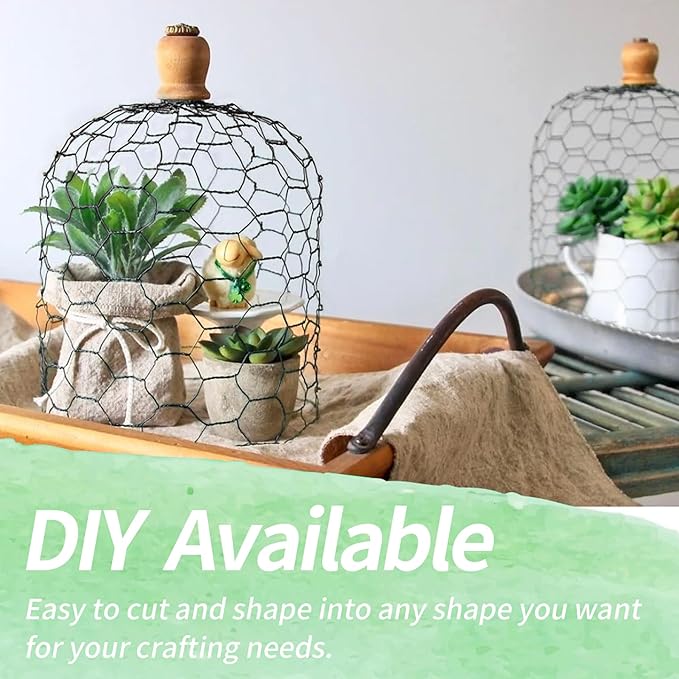 Chicken Wire 15.7 in x 590.5 in Poultry Wire Netting Hexagonal Galvanized Mesh Garden Fence Barrier for Pet Rabbit Chicken Fencing with 100 Pcs Cable Zip Ties(PVC-Coated)