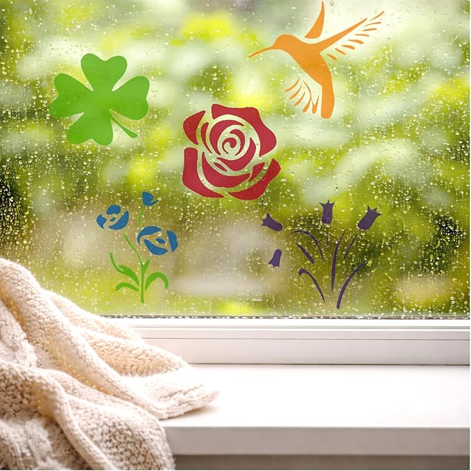 50 PCS Small Flower Stencils for Painting, Reusable Spring Stencils for Wood, Wall, Canvas & Cards, Holiday Crafts(3×3 Inch)