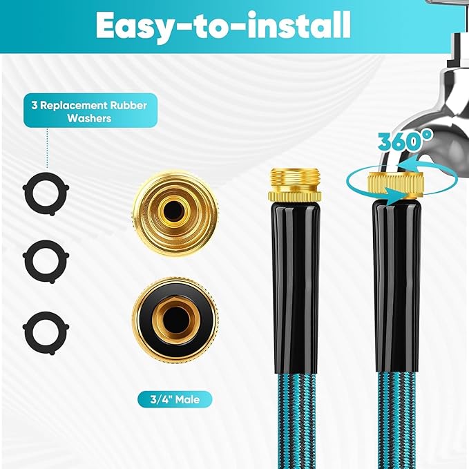 Garden Hose 5ft, Non-Expanding Water Hose Ultra Lightweight, Kink-Free, Sturdy, Flexible, Abrasion Resistant Hose for Yard, Lawn, Outdoor, Marine and Camper