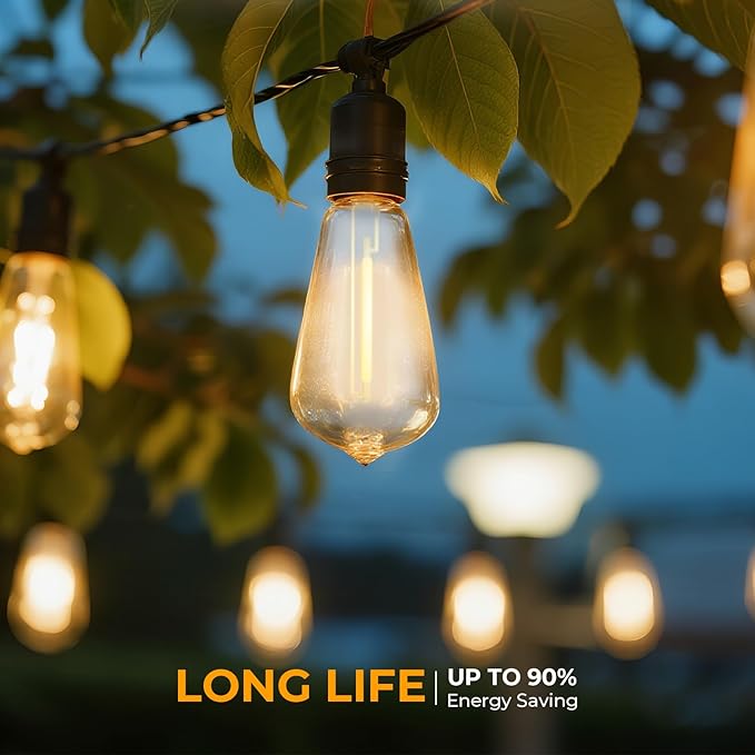 60 Pack ST38 LED Replacement String Light Bulbs, 1Watt Equivalent to 7Watt Incandescant Bulb, Shatterproof E12 LED Bulb for Outdoor Patio Garden Vintage String Lights, 2700K Warm White