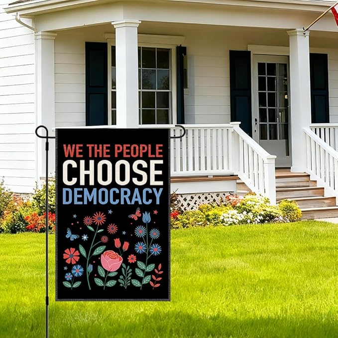 RZHV We The People Choose Democracy Double-Sided Garden Flag for Outdoor House Yard Sign Garden Decor Parade, Political Social Justice Outdoor Banner, Inclusive Freedom Yard Sign Decor
