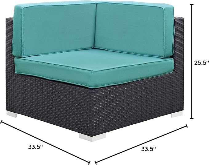 Modway Convene Corner Sectional Outdoor Patio (Set of 2), Espresso Turquoise