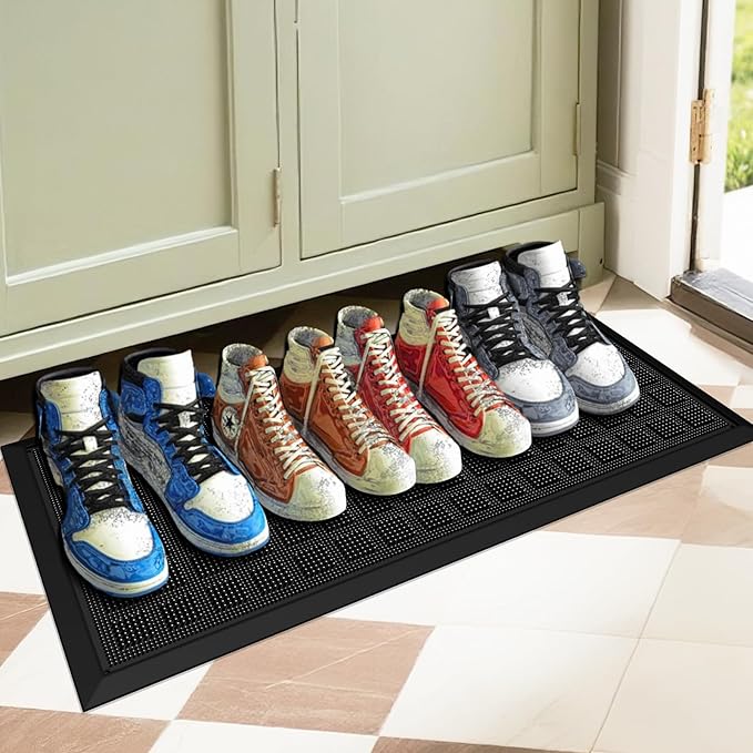 MATALL All-Weather TPE 36x17 Inch Versatile Mat -Indoor and Outdoor Non-Slip Boot Tray Floor Door Mat with Drainage Option for Home, Kitchen and Bath