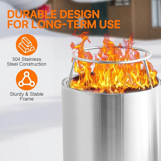 CHANGE MOORE 7-inch Secondary Combustion Smokeless Tabletop Fire Pit Cover Assembly, Fits Large Fire Pits or Outdoor Ignition, Compatible with Solo Stove Mesa XL Stove, Includes Rack & Fork Only