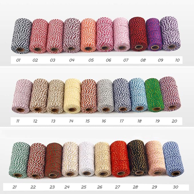 Cotton Twine String Bakers Rope: 2 Roll Twines for Crafts Gift Wrapping - 656 Feet Red Green Twine for Kitchen Cooking