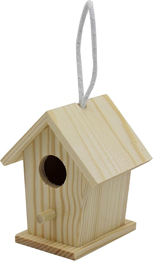 Creative Hobbies 12-Pack of Mini Wooden Bird Houses to Paint, with Hanging Cords, Unfinished DIY Design Your Own Great for Crafts, Weddings, Bible Camp and More!