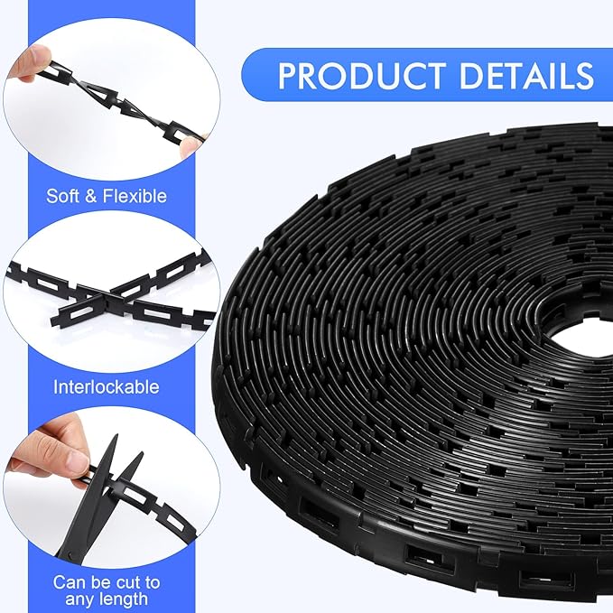 Wesiti 100 ft Plastic Chain Lock Tree Tie 1/2 Inch Wide Adjustable Tree Support Straps Plant String Swing Strap Flexible Reusable Ties for Staking for Garden Accessories