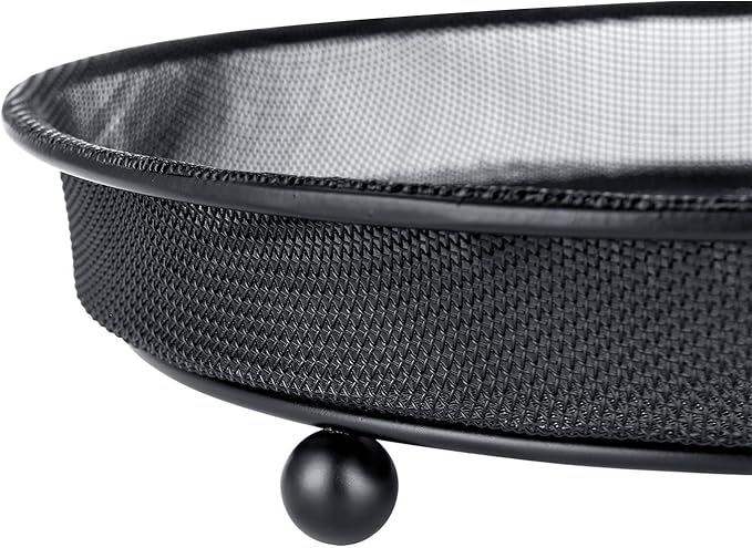 iBorn Ground Feeders Set of 2 Seed Tray for Birds Mesh Wild Bird Feeder Tray Raised Base Metal, Black