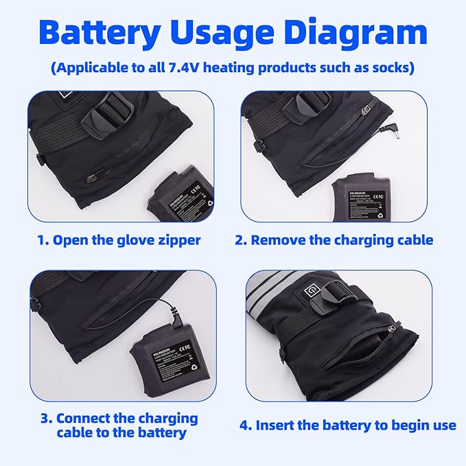 2pcs 5000mAh 7.4V Lithium Polymer Batteries.Rechargeable Li-Polymer Batteries for Heated Gloves, Socks,and Jackets, Ideal for Skiing,Fishing,and Winter Sports. Female DC Jack Compatibility.