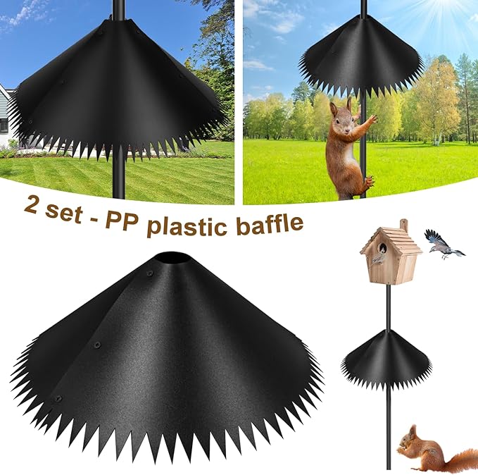 Squirrel Baffle for Bird Feeder Pole, Squirrel Proof Guard Pole Mount Stopper for Outdoor Bird Feeder (19Inch-2pcs)