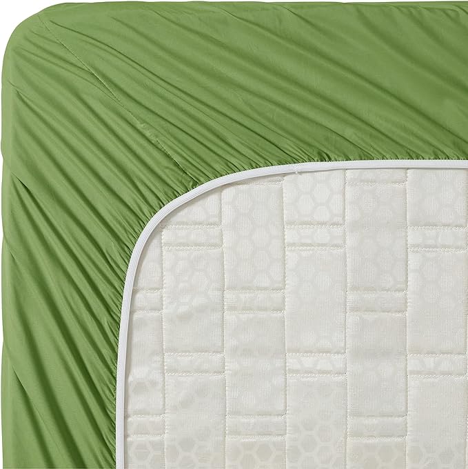 Clara Clark Fitted Sheet, Extra Deep Pocket Fits Deep Mattress, Luxury Soft Fitted Sheet Only, Twin XL Calla Green
