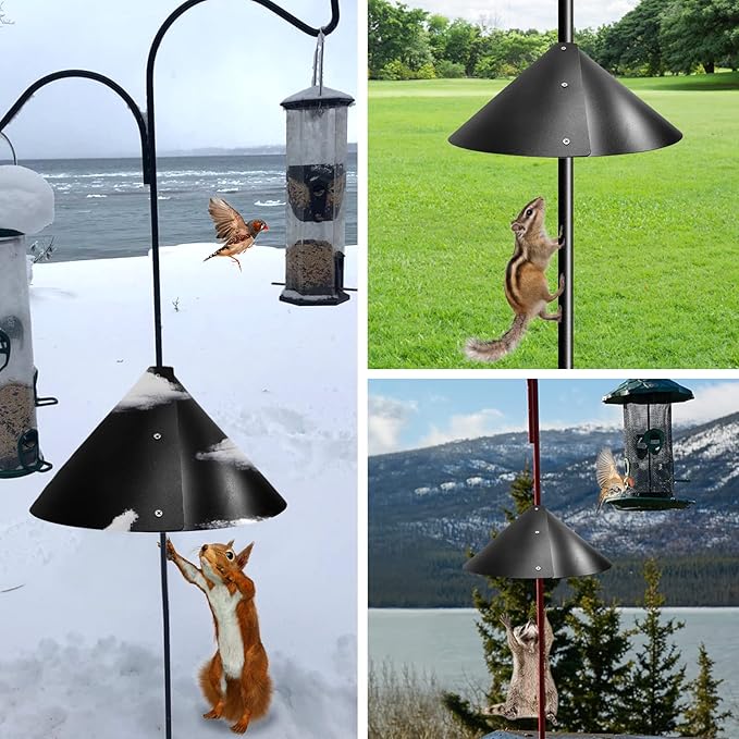 Squirrel Baffle for Bird Feeder Pole,Outside Pole Mount Stopper & Bird House Guard for Outdoor Shepherd’s Hook and Anti Raccoon Poles, 14 Inch