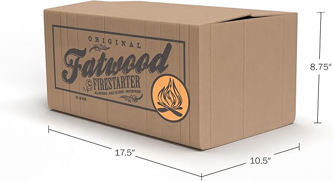 Fatwood Fire Starter Sticks 25-lb Box 2-Pack - Indoor or Outdoor 100% All Natural Pine Fire Starters for Campfires, Fireplace, Firepit, Wood Stove, or BBQ Grill - Kindling Wood Firewood by Pure Garden