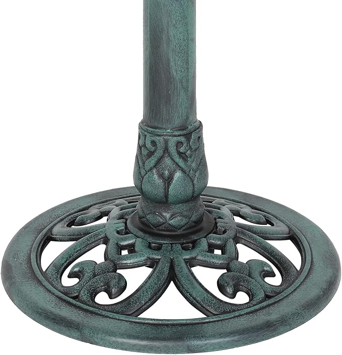 VINGLI Wild Bird Bath Green Patina Weather Resistant Resin Pedestal Birdbaths Antique Sculpture Finish Garden Decor for Outdoor Lightweight Courtyard 28 Inch…