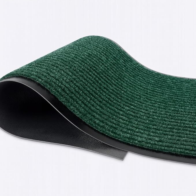 LuxUrux Striped Green Door Mat - Heavy Duty, Indoor/Outdoor, Easy Clean, Waterproof, Low-Profile (4 x 8 Feet) - Ideal for Entry, Patio, Garage - Durable Solution for High Traffic Entrance Way