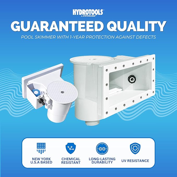 SWIMLINE HYDROTOOLS Standard Thru-Wall Above Ground Pool Skimmer Kit With WATER LEVELING SYSTEM | ABS Construction | Large Debris Basket| Snap-In & Removable Weir | Above Ground Pool Skimmer | Skimmer