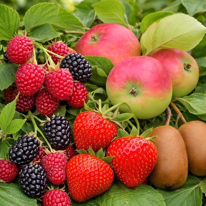 Fruit Seeds Variety Pack for Planting – Strawberry Seeds, Raspberry Seeds, BlackBerry Seeds, Kiwi Seeds for Planting & Apple Tree Seeds – Home Garden Seed Pack