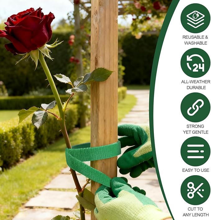 82 Foot X 0.47 Inch Reusable Plant Ties for Climbing Plants for Climbing Plants Nylon Garden Ties, Plant Straps & Tomato Support, Soft Plant Tape for Cables