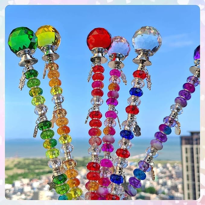 140Pcs DIY Fairy Wand Beaded Garden Stakes Kit Decorative Garden Stakes Beadable Items Fairy Garden Kit for Different Festivals Fairy Garden Accessories Outdoor(Section)