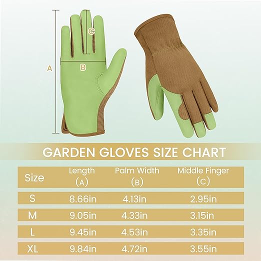Gardening Gloves, Garden Gloves for Women and Men, Thorn Proof Working Gloves, Durable Leather Work Garden Gloves for Yard & Outdoor Work, Green, L