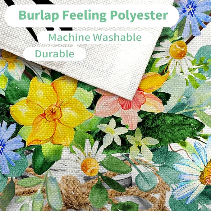 CROWNED BEAUTY Spring Floral House Flag Mason Jar 28x40 Inch Double Sided Large Burlap Holiday Flag for Outside Yard Welcome CF1377-40