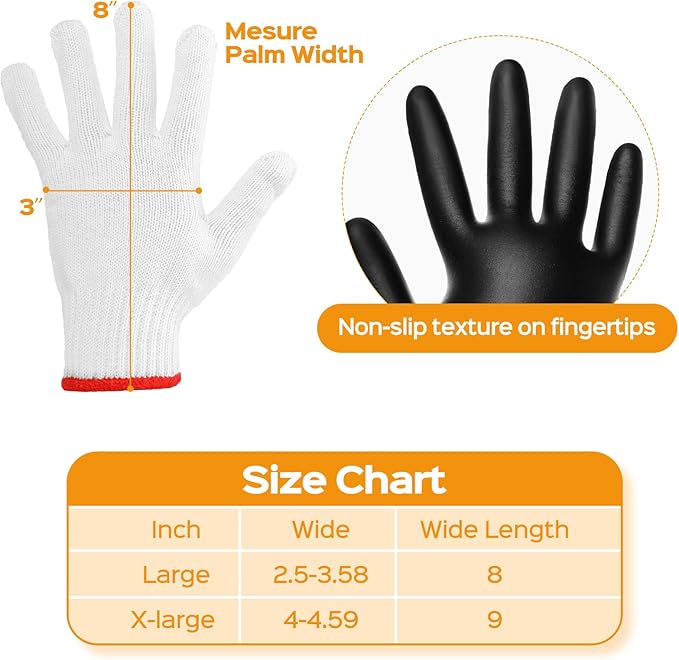 Janmercy 200 Pcs Disposable BBQ Nitrile Gloves with 4 Pairs Cotton Liners Grilling Cooking Cleaning Gloves for Smoker Meat(Large,Black, White)