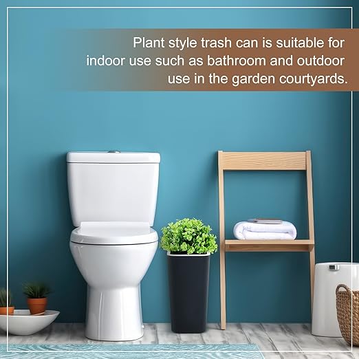 Dog Poop Trash Can Outside 3.96 Gal/15 L Plant Styled Dog Waste Trash Can with Lid 50 Pcs Plastic Waste Bags Outdoor Indoor Poop Container Slim Garbage Bin for Yard Garden Pet (Black)