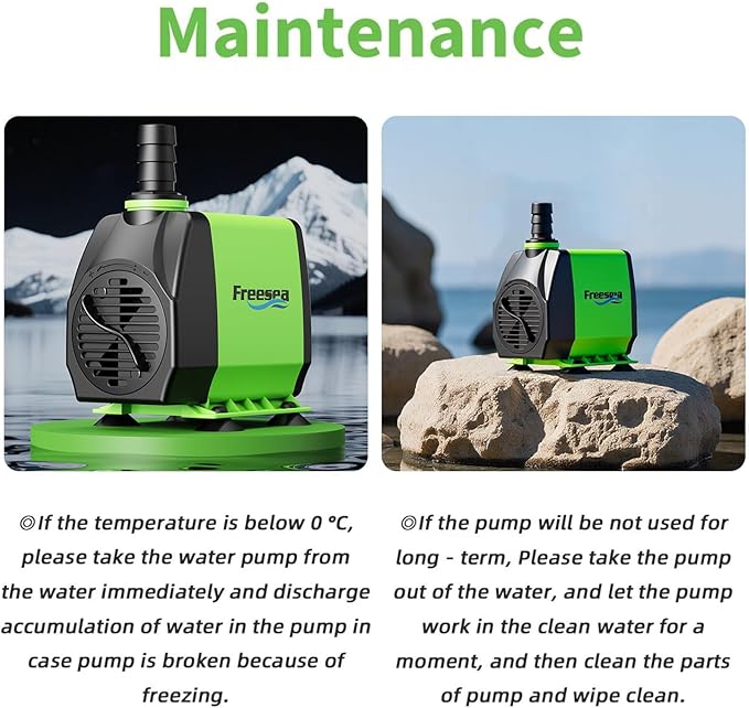 FREESEA Submersible Aquarium Fountain Pump: 400GPH 25W Adjustable Ultra Quiet Small Fish Tank Water Pump with 5ft Tubing for Outdoor | Pond | Hydroponic | Waterfall