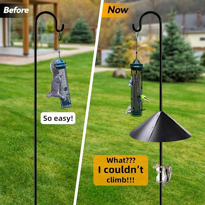 2 Pack Squirrel Baffle for Bird Feeder Pole, Outside Pole Mount Bird House Guard for Outdoor Shepherd’s Hook (19 inch)