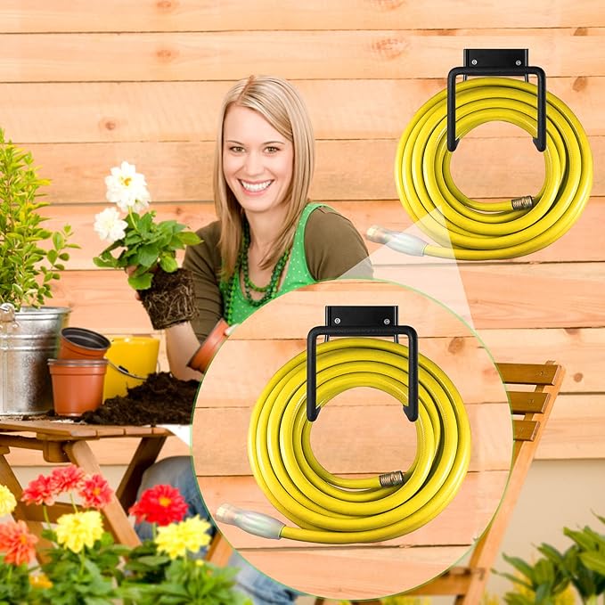 Metal Garden Hose Holder - Wall Mount Heavy Duty Holds Up to 150Ft Hose for Hose Reel/Garden Hose