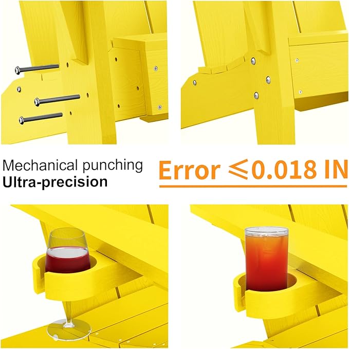 MXIMU Adirondack Chair Set of 8: Modern Adirondack Chairs Fire Pit Chairs Plastic Outdoor Chairs for Lawn Backyard Deck Garden Camping (Yellow)