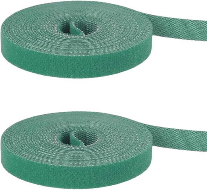 32.8 Ft Green Garden Tie, Twist Ties for Plants 1/2", Reusable Adjustable Plant Tape, Garden Ties for Climbing Plants, Plant Supports for Tomato Vines Peppers Rose Bushes Indoor Outdoor (2 Roll)
