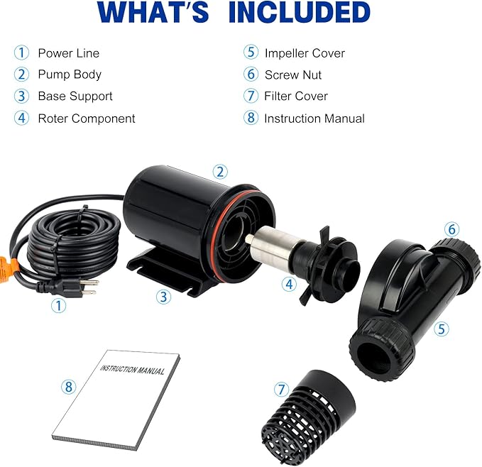 OYO WATER 2600GPH Pond Pumps Submersible Outdoor Inline Pump Pond High Head Water Pump for Garden Waterfall Fountain Water Circulation Pump for Koi Fish Pond