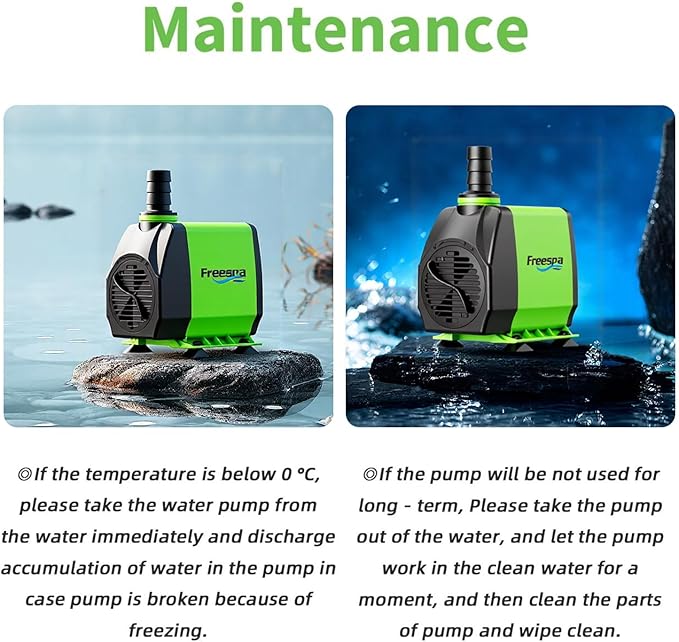 FREESEA Pond Submersible Water Pump: 1050GPH 100W Adjustable Ultra Quiet Fountain Pump with 6.5ft Tubing for Aquarium Fish Tank | Outdoor | Small Pond | Waterfall | Hydroponics