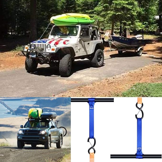 Soft Loop Tie Down Straps (8 Pack) 1800Lbs Load Capacity, 4800Lbs Breaking Strength Heavy Duty Tie Down Loops for Securing ATV UTV Motorcycles Scooters Dirt Bikes Lawn Garden Equipment