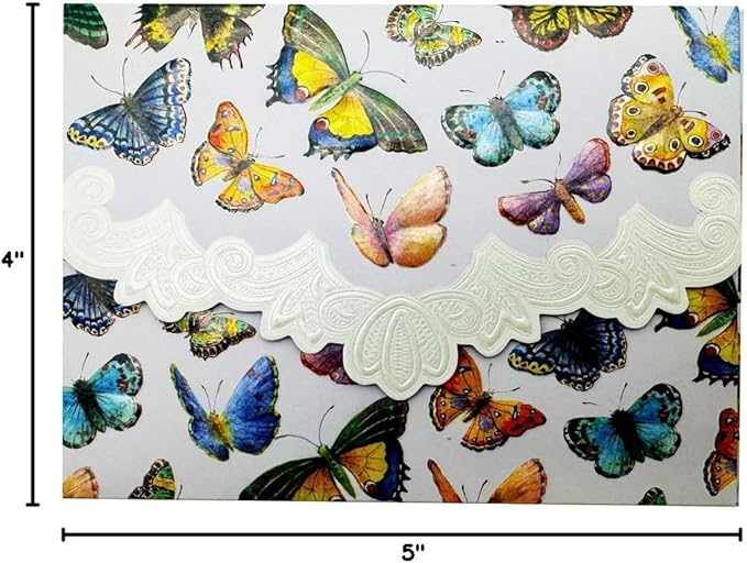 Poster Foundry Set of 3 - Butterfly Boxed Note Cards by Carol Wilson. 10 embossed 4x5 Die-Cut Notecards and Matching Envelopes in Decorative Gift Box with Magnetic Flap. NCP2503
