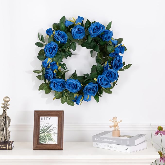 U'Artlines 3 Pack Artificial Royal Blue Rose Vines Floral Garlands Total 19.5 Ft Fake Vine Silk Flower Garland for Indoor Outdoor Home Wedding Arch Garden Wall Decoration