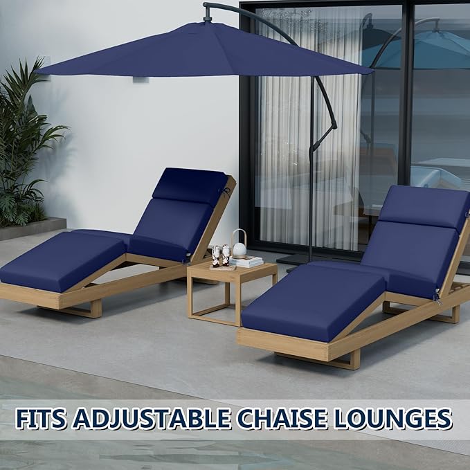 2 Pcs Chaise Lounge Cushions Outdoor, 80 x 26 x 4 Inch Lounge Chair Cushions for Outdoor Furniture - Waterproof Lounge Patio Replacement Cushion, 4In Fade-Resistant ThickPatio Chaise Lounge Cushion