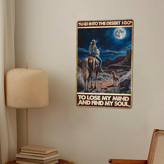 And Into The Desert I Go to Lose My Mind Vintage Metal Signs Funny Tin Sign Retro Indoor Outdoor Wall Decor for Home Office Bar Cafe Pub Garden Yard Garage 8×12 Inch