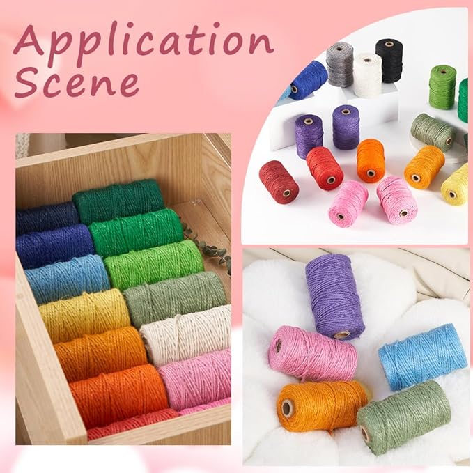 100M/328 Feet 1mm Red Macrame Cord Thin Hemp String Twine Natural Jute Hanging Handmade Garden Wrapping Packing Craft Thread Rope for Gardening Home Gift Packing Wrapping Crafts Decoration