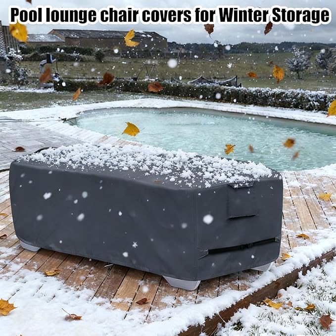 Stackable Chaise Lounge Covers for 2-3 Stackable Patio Lounge Chair, 600D Weather-Resistant Polyester Fabric, Outdoor Furniture Storage Cover for Stackable Lounge Chair - 80"L x 30"W x 20"H, Gray