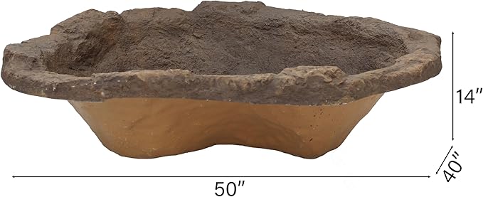 Faux Rock Fiberglass Decorative Garden Pond Sandstone Outdoor Patio Waterfall Pond, 27 Gallon