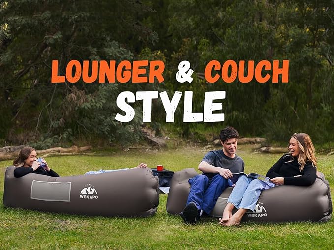 WEKAPO Inflatable Couch Air Lounger Chair - Camping & Beach Accessories, Portable Blow up Sofa for Hiking, Lawn, Indoor/Outdoor Movies & Music Festivals. Lightweight and Easy to Set Up Air Hammock