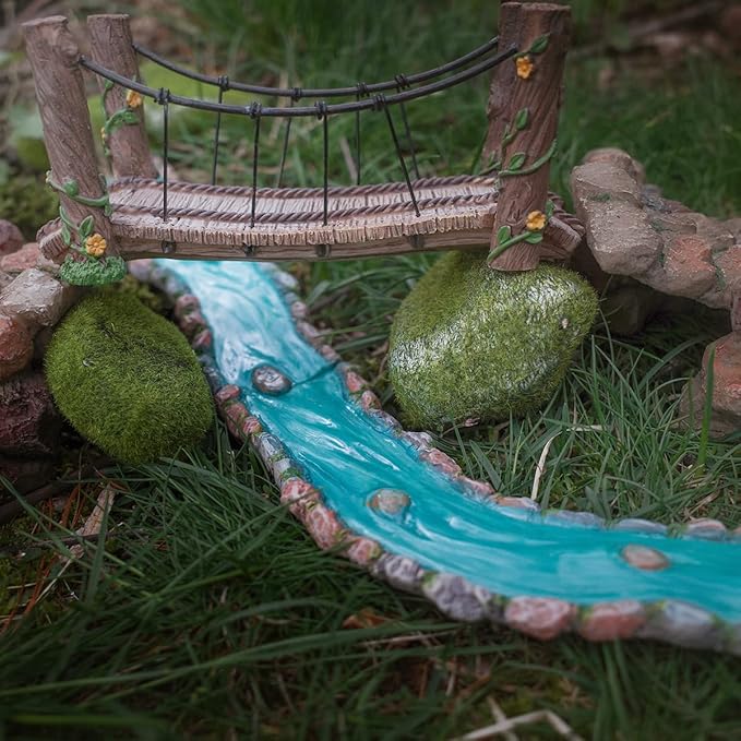 Treasure Gurus Curved Mini Stream Fairy Rock Garden Water Creek Section Dollhouse Decor 3D Accessory