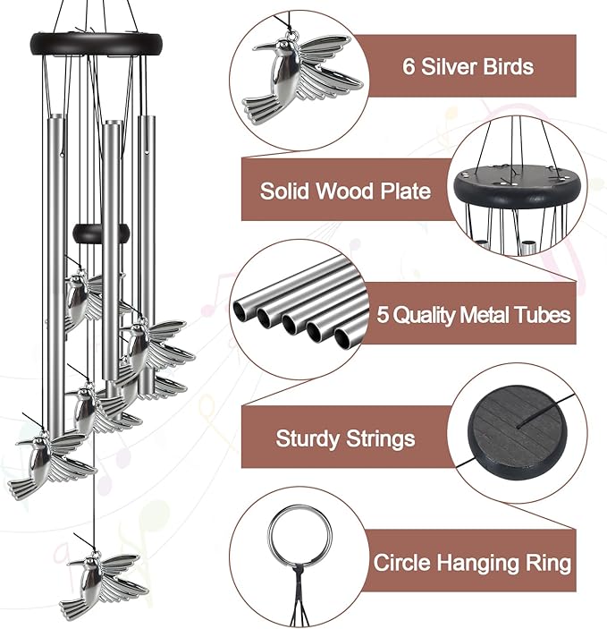 Windchimes Outdoors Clearance, Door Chime Wind Chimes for Outside Sympathy Wind Chimes for Patio Decoration, Garden Decor. Zen Garden Decor(Hummingbird)